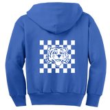 Coles Elementary Youth 'Checkered Tiger' Full-Zip Hooded Sweatshirt